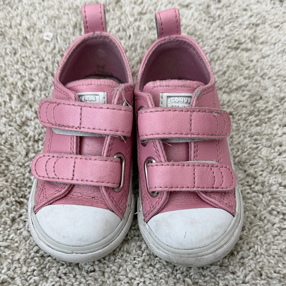 Converse Kids Pink Velcro Low-Top Sneakers